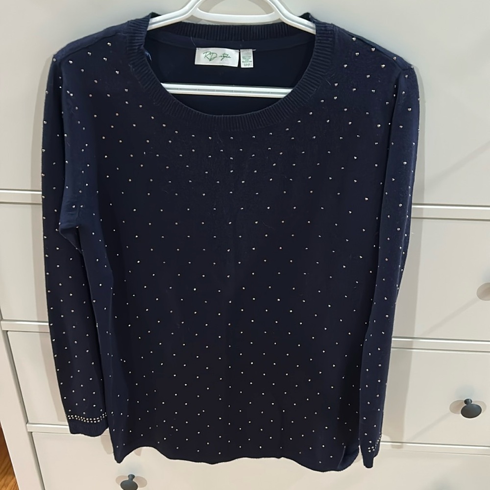 RD Style Navy Blue Sweater with Sparkles Size Small